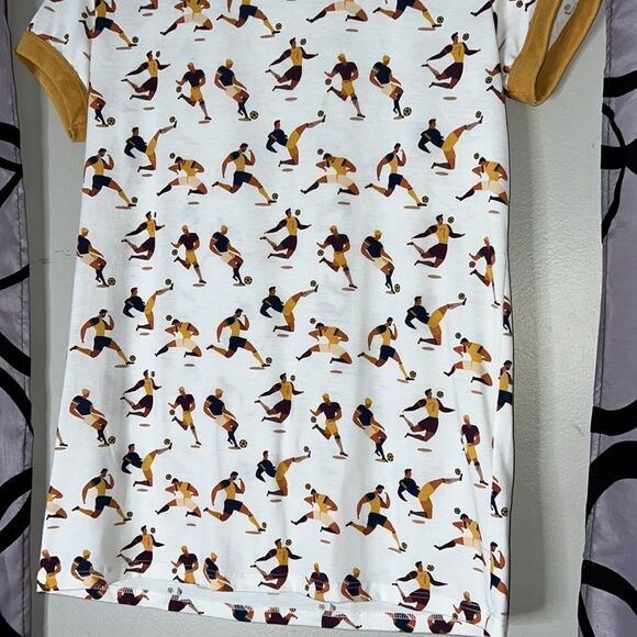 LuLaRoe Women's Small Soccer Player Tee Shirt White Yellow Graphic - Picture 2 of 10